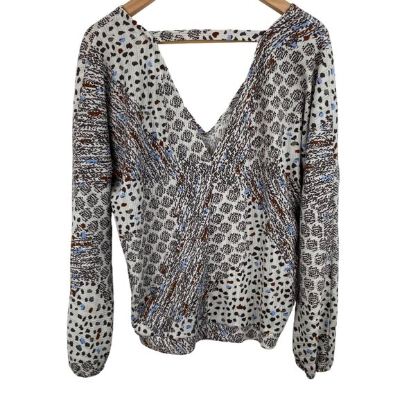 Daytrip Womens SIze Small Long Sleeve Multicolor Geometric Print Blouse Shirt - Picture 5 of 8